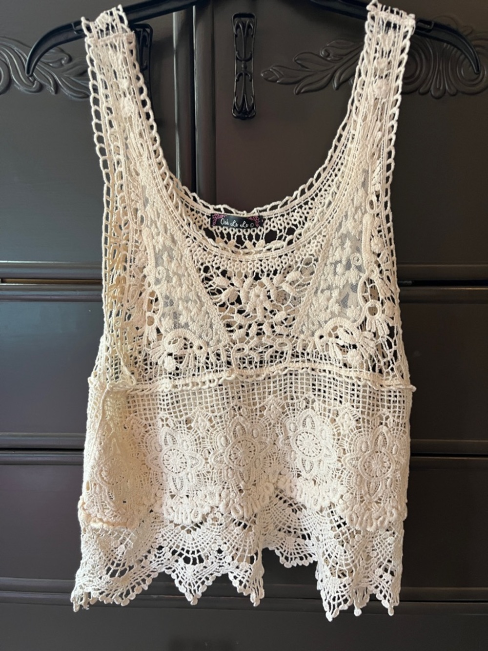 Crochet Lace Camisole Tank Top — Cream
